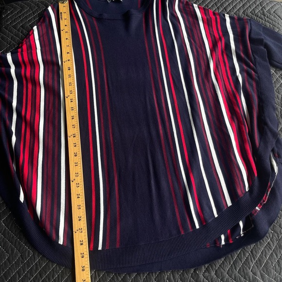 Joseph A Sweater Womens Extra Large XL Blue Red Striped Ruffle Zip Sleeve NEW - Picture 10 of 11